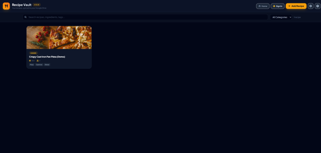 Recipe Vault Screenshot