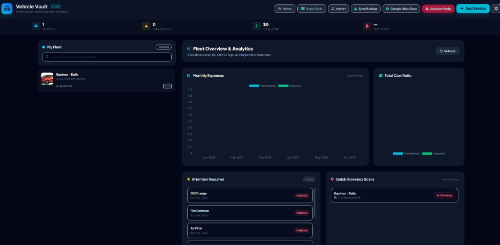 Vehicle Vault App Demo Screenshot